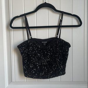 Black Sequin Crop Top